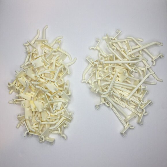 ~94 White Plastic Peg Board Hooks 59 2" & 35 4" Garage Home Storage Organization - Picture 1 of 8